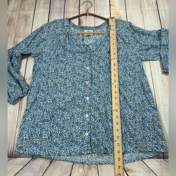 St. John's Bay Blue and Green Floral Relaxed Tunic. Size Small. Romantic. - Picture 6 of 7